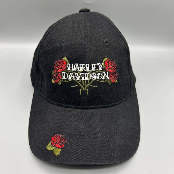 Harley Davidson Accessories - Harley Davidson Motorcycles‎ Hat Women Black Floral Strap Back Cap Cotton